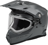 Fly Racing Trekker CW Solid Helmet with Electric Shield - Large, Grey for Off-Road and ATV Vehicles