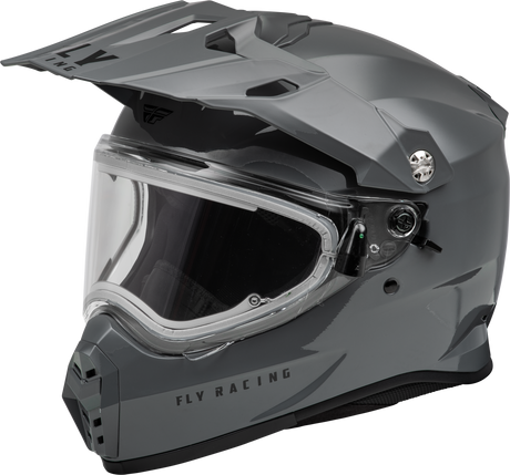 Fly Racing Trekker CW Solid Motorcycle Helmet with Electric Shield in Grey – Fits Most Off-Road Bikes