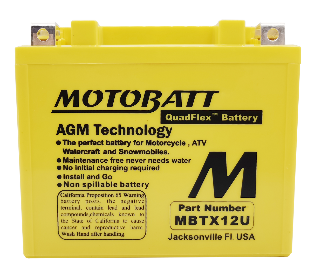 Motobatt MBTX12U Sealed AGM Battery for Motorcycle, ATV, and Powersports Vehicles