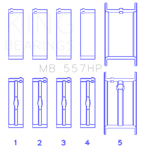 King Engine Bearings GM 262/267/302/307/327/350 (Size 010) Performance Main Bearing Set
