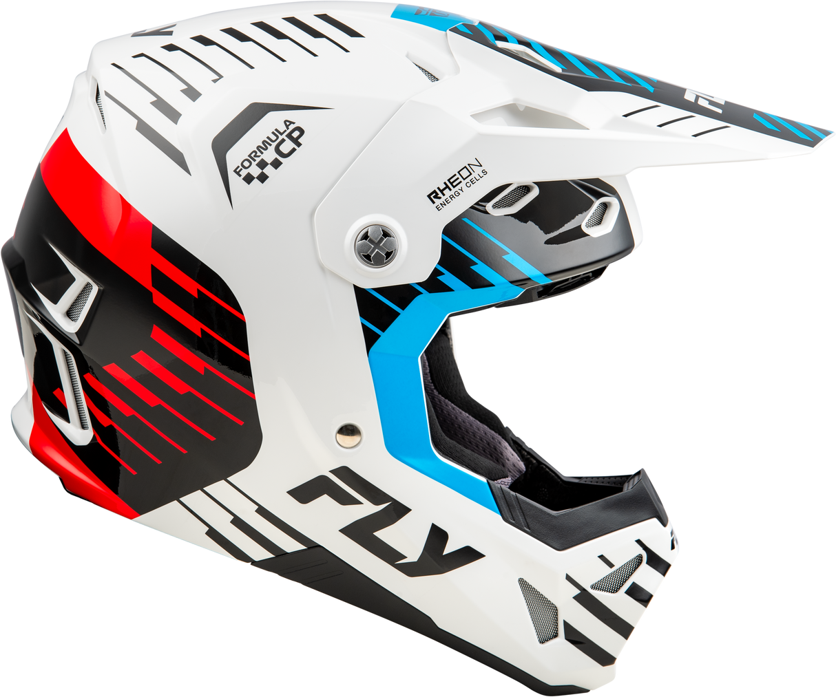 Fly Racing Formula Cp Slice Helmet White/Red/Cyan with Impact-Absorbing Technology for Motorcycle & ATV Riders