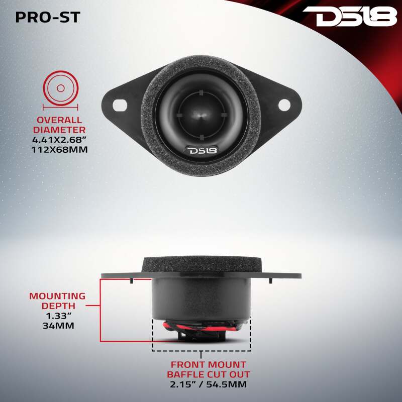 DS18 PRO-ST OEM Replacement Neodymium Tweeter for Toyota & Subaru – 100 Watts RMS, 4 Ohm, 1 Inch Pen Vc, Fits Toyota & Subaru Vehicles