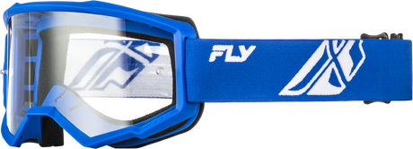 Fly Racing Focus Goggle Blue/White with Clear Lens - Universal Fit for Off-Road and Motocross Vehicles