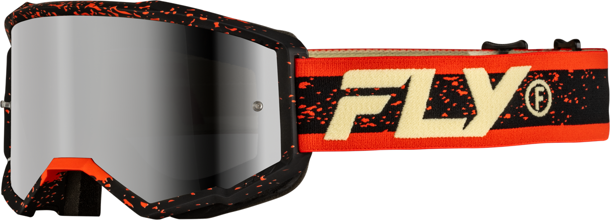 Fly Racing Yth Zone Goggle Black/Red/Cream with Silver Mirror Smoke Lens for Off-Road Vehicles
