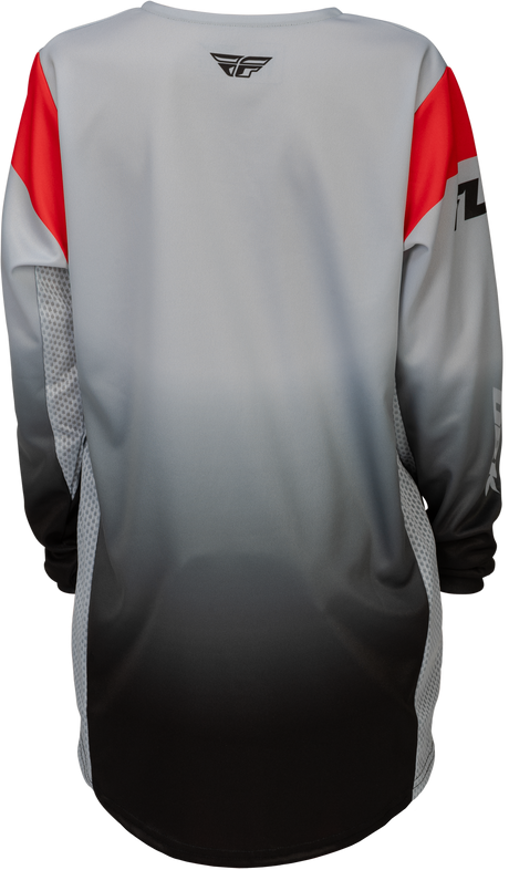 Fly Racing Youth Kinetic DBK Jersey Grey/Black/Red, Part Number 379-520YL, Compatible with Honda CRF Series and Kawasaki KX Models
