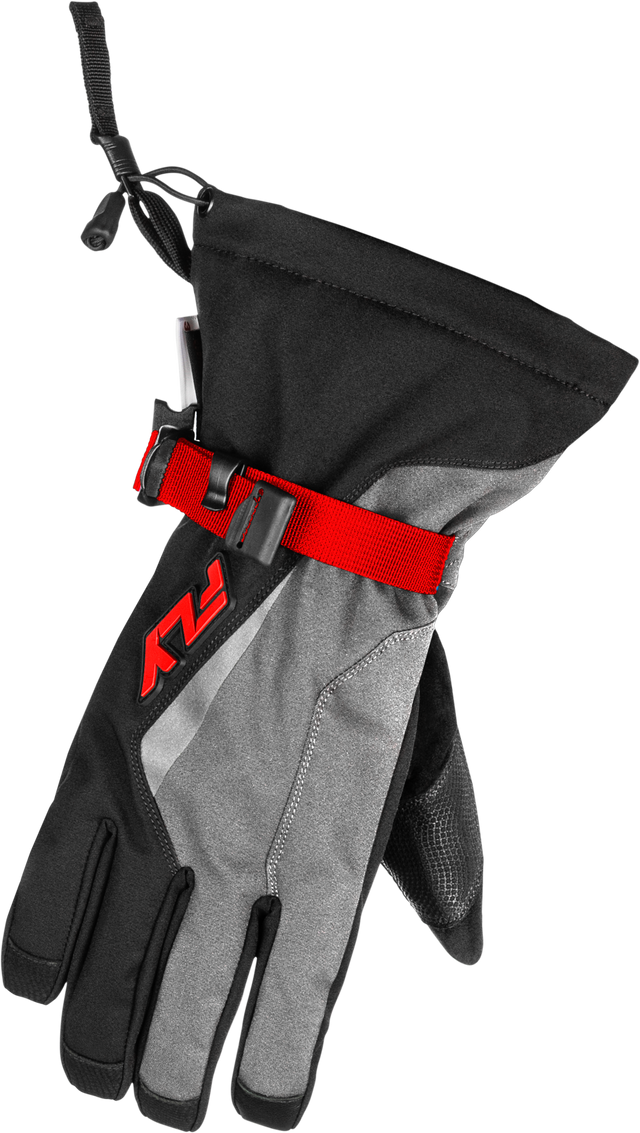 Fly Racing Title Gauntlet Gloves for Cold Weather Motorcycle Riding - Red/Light Grey/Black, Size 3X