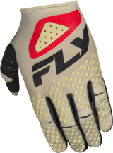 Fly Racing Youth Kinetic Sym Offroad MX Gloves - Light Grey, Red & Black for Youth Medium Fits Kawasaki, Honda, Yamaha, Suzuki, KTM