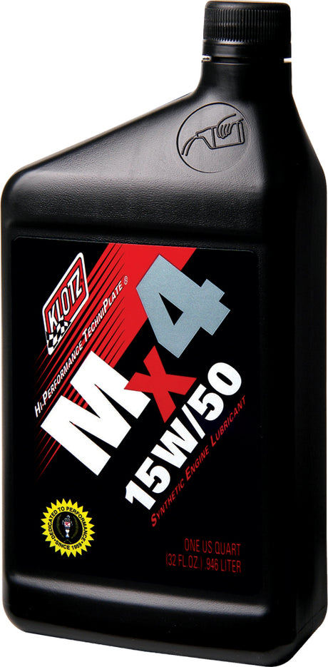 KLOTZ KL-880 MX4 Techniplate 15W50 Synthetic Motorcycle Oil - 32oz for Street and Off-Road Bikes
