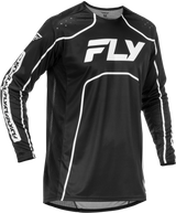 Fly Racing Rayce Bicycle Jersey Black/White Small - Long Sleeve Performance Cycling Top for Men and Women