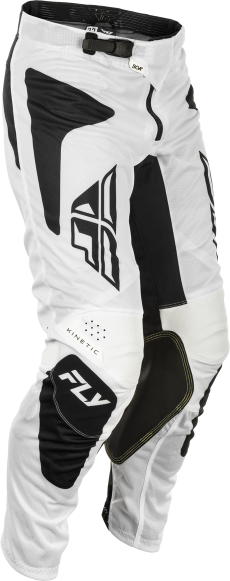 Fly Racing Kinetic Mesh Sym Pants White/Black Size 36 – Motorcycle Riding Gear with BOA® Fit System and Ventilation for Off-Road and Motocross Vehicles