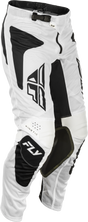 Fly Racing Kinetic Mesh Sym Pants White/Black Size 30 – Versatile Motorcycle Riding Gear for Off-Road and Street Vehicles