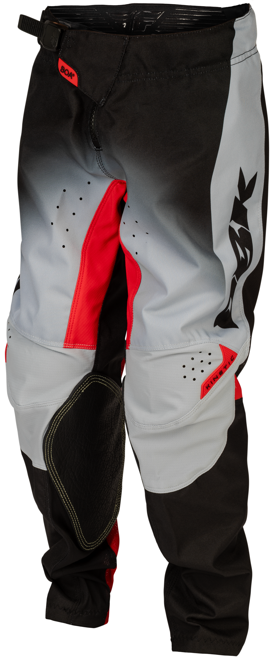 Fly Racing Youth Kinetic DBK Pants – Size 22, Grey/Black/Red for Motocross and Off-Road Vehicles