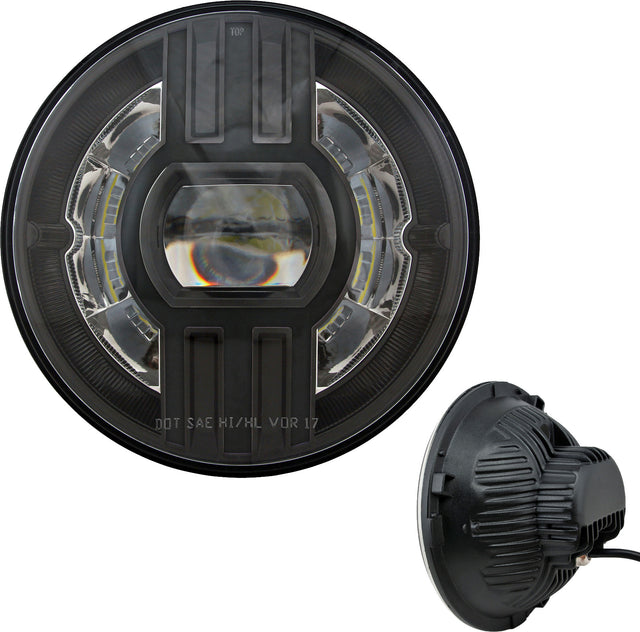 CYRON Headlight 7" Beast with Daytime Running Light for Harley, Honda, and Yamaha Motorcycles - Model ABIG7B2-BN