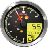 KOSO BA051201 Speedo / Tach Silver Bezel LCD Color Change Display for Harley Davidson XL883N, XL883L, Softail, Dyna, and Sportster Models