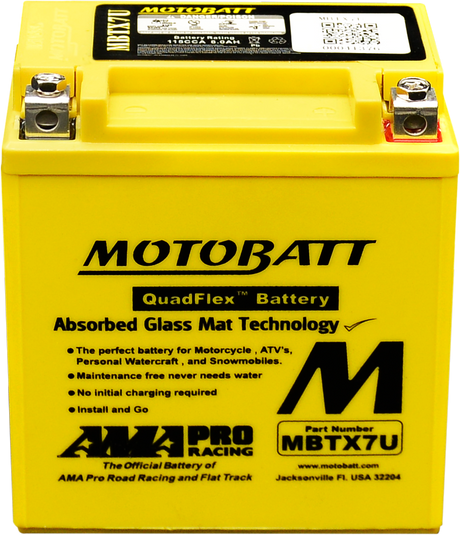 Motobatt MBTX7U Sealed AGM Battery for Motorcycle, ATV, and Powersports Vehicles