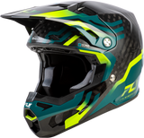 Fly Racing Formula S Carbon Byte Helmet Black Carbon/Teal/Lime – XS, Youth Motorcycle Helmet with Crash Detection & Bluetooth Connectivity