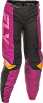 Fly Racing Women's F 16 Pants for Motorcycle Riding - Black, Mauve, Yellow, Size 0/02 - Durable 600D Polyester with Mesh Comfort Liner
