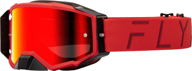 Fly Racing Zone Pro Goggle with Red Mirror/Smoke Lens for ATV, Motocross, and Off-Road Vehicles