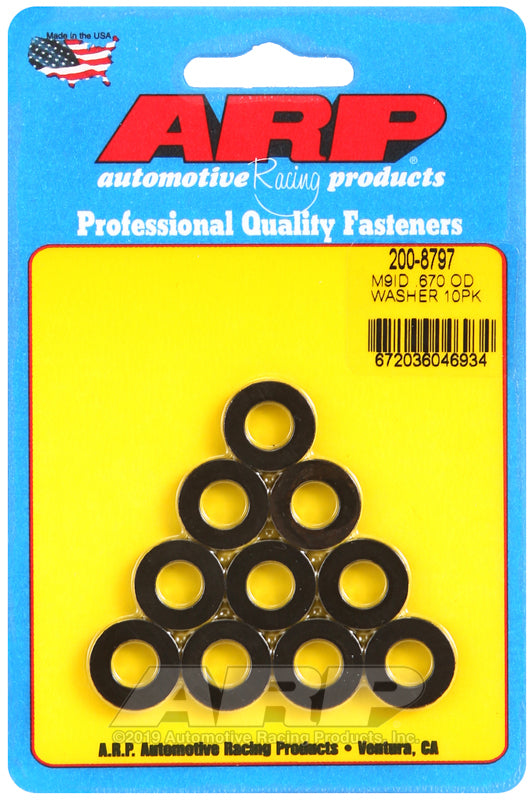 ARP M9 ID 0.670 Diameter Chamfer Black Washers – Fits Automotive Applications
