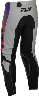 Fly Racing Kinetic Pants for Motocross - Size 34, Grey/Red/Purple/Black - Durable 600D Polyester with Mesh Liner