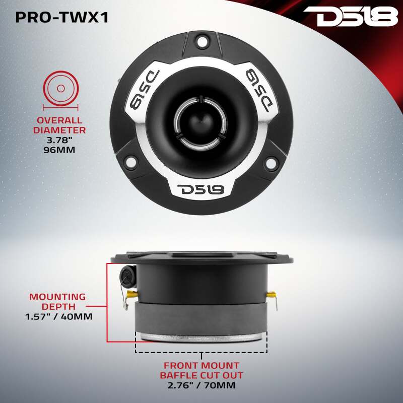 DS18 PRO-TWX1 3.8-inch Super Bullet Tweeter with 120 Watts RMS for Car Audio Systems, 4 Ohm, Silver Finish