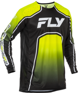 Fly Racing Youth Rayce Bicycle Jersey Lime/Black/White - Long Sleeve Performance Jersey for BMX, Mountain, and Road Bikes