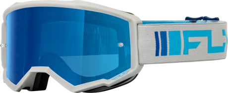 Fly Racing Zone Goggle Silver/Blue with Dark Blue Mirror/Smoke Lens for ATV, Motorcycle, and Off-Road Vehicles