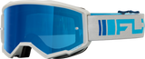 Fly Racing Youth Zone Goggle Silver and Blue with Dark Blue Mirror Smoke Lens for ATV and Motorcycle