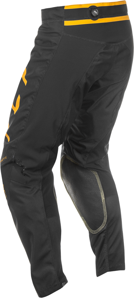 Fly Racing Kinetic Center Pants Black/Gold Size 40 – Motorcycle Riding Gear with Ventilated Multi-Panel Construction and BOA Fit System