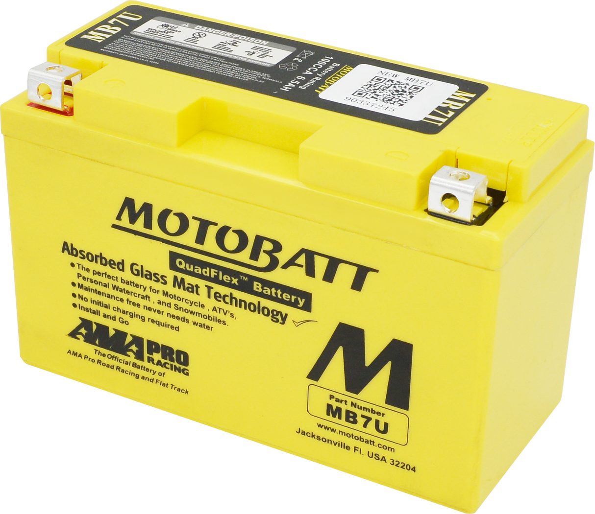 Motobatt MB7U Quadflex Sealed AGM Battery for Motorcycle and Powersport Vehicles