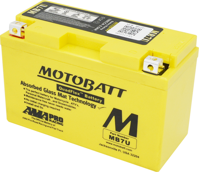 Motobatt MB7U Quadflex Sealed AGM Battery for Motorcycle and Powersport Vehicles