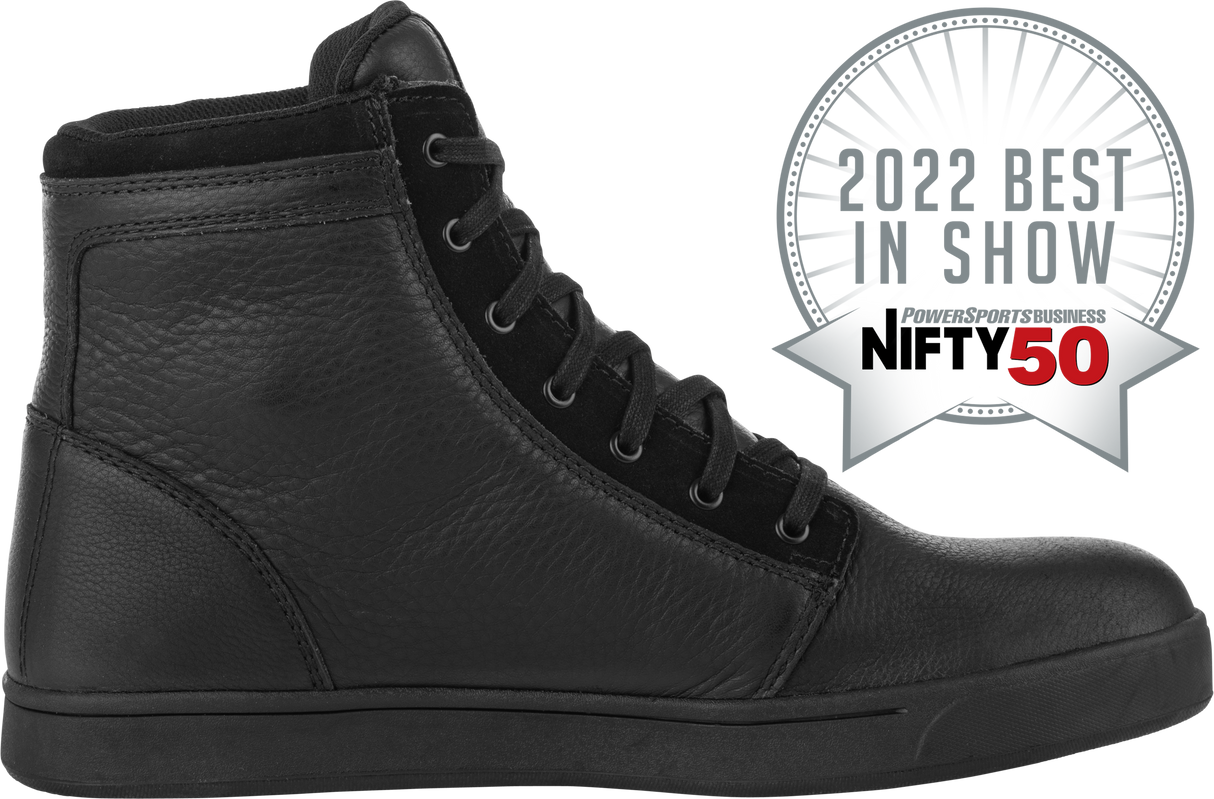 Highway 21 Axle Leather Waterproof Shoes for Harley Davidson Motorcycle Riders - Size 10, Black