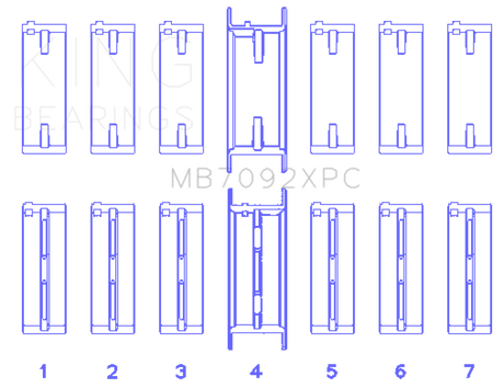 King Engine Bearings Nissan RB26DETT 24V Coated Performance Main Bearing Set - Size STDX