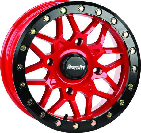 DragonFire Racing Typhon Wheel 14x7 - Machined Red with 4/137 Bolt Pattern and 5+2 Offset