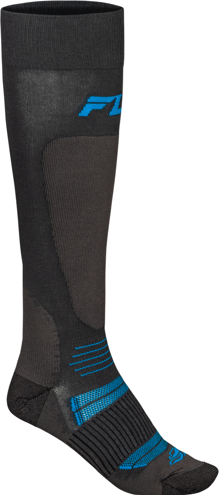 Fly Racing Snow Midweight Wool Sock Grey/Blue for ATV & Snowmobile - Small/Medium