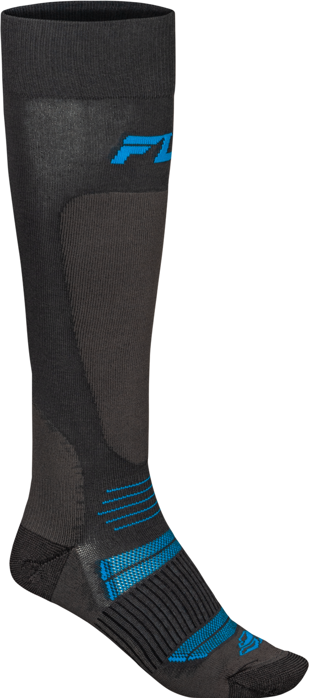 Fly Racing Snow Midweight Wool Sock Grey/Blue for ATV & Snowmobile - Small/Medium