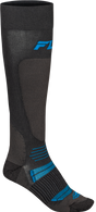 Fly Racing Snow Midweight Wool Sock Grey/Blue for ATV & Snowmobile - Small/Medium