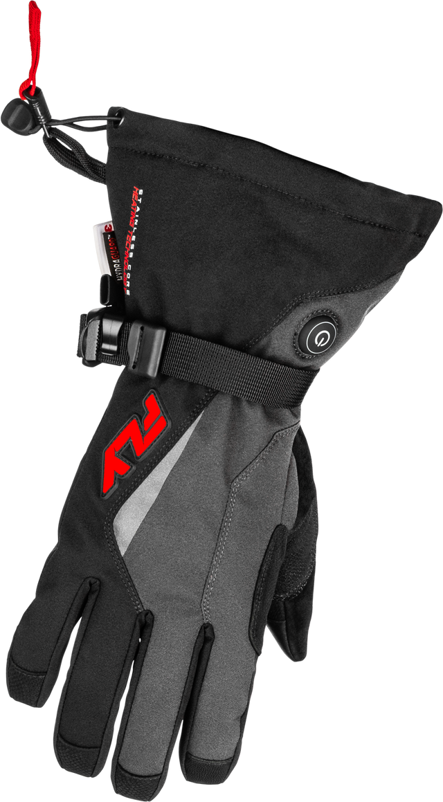 Fly Racing Title Heated Gauntlet Gloves Grey/Black/Red for Motorcycle and ATV