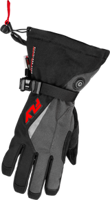 Fly Racing Title Heated Gauntlet Gloves Grey/Black/Red – Perfect for Off-Road and Motocross Riders