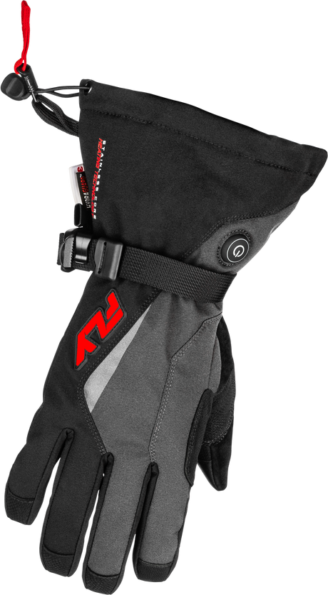 Fly Racing Title Heated Gauntlet Gloves Grey/Black/Red XL – Motorcycle Riding Gear for Touring and Off-Road Vehicles