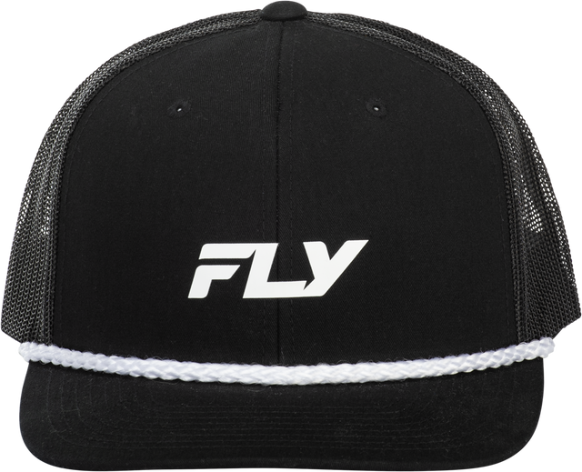 Fly Racing Black Trucker Hat - Adjustable Snapback Cap with Curved Bill for Men and Women