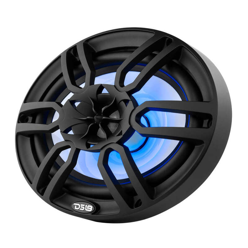 DS18 NXL Series 6x9 Inch Coaxial Marine Speaker with RGB Lights - Black - Fits Powersports Vehicles
