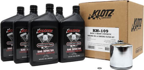 KLOTZ KH-109 Basic Harley Davidson 5 Quart Synthetic Oil Change Kit with Oil Filter and Drain Plug O-Ring