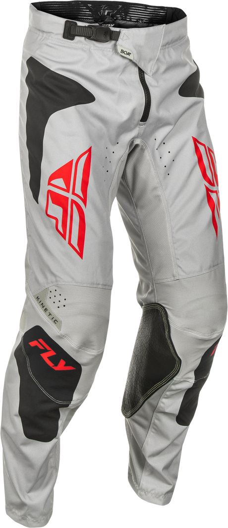 Fly Racing Kinetic Sym Offroad Pants for ATV and Dirt Bike, Size US 34, Light Grey/Red/Black
