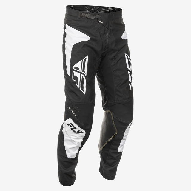 Fly Racing Kinetic Sym Pants for Motocross - Black/White, Size 28, Designed for Off-Road Performance and Durability