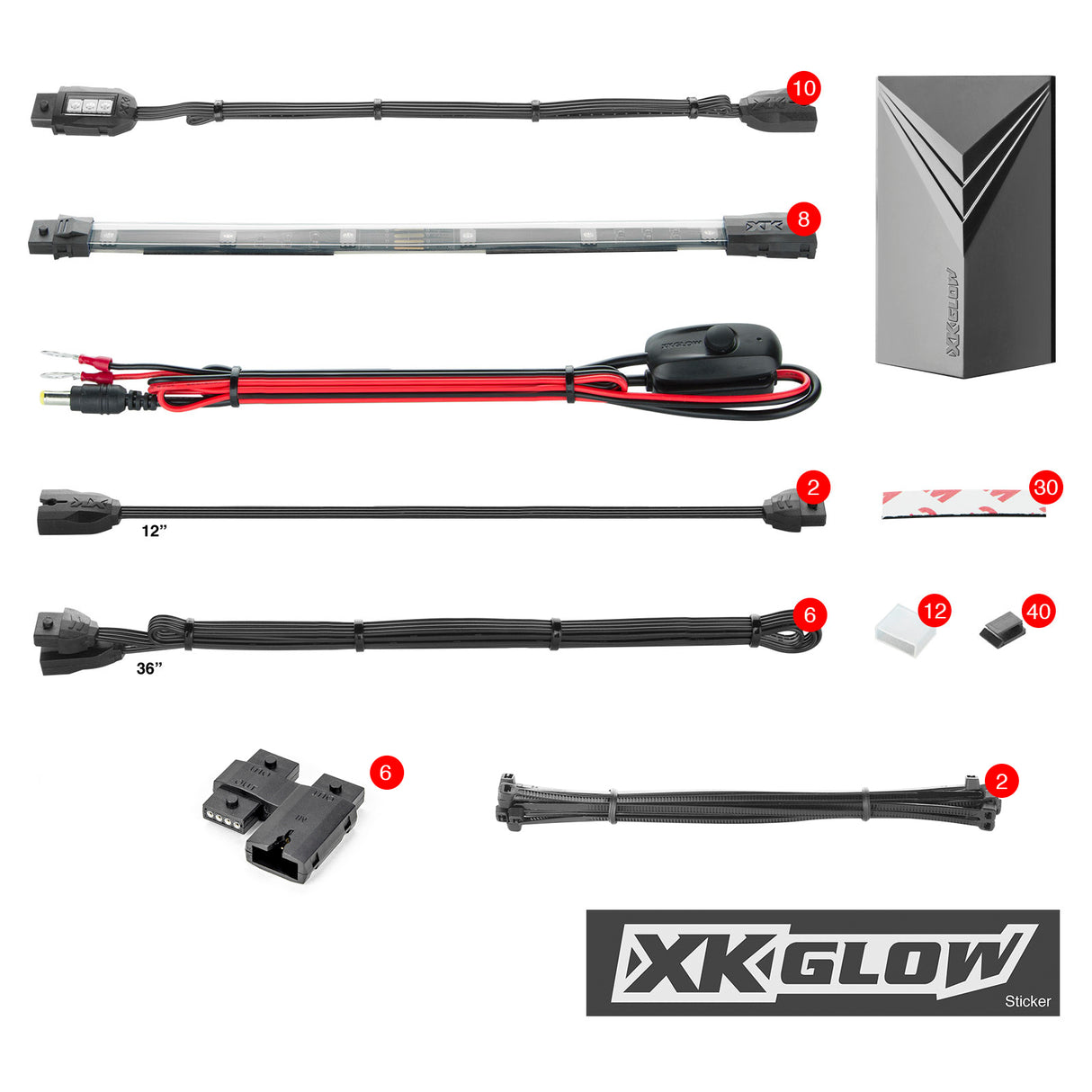 XK GLOW 18-piece 7-Color LED Light Kit with Remote Control for Automotive and Marine Applications