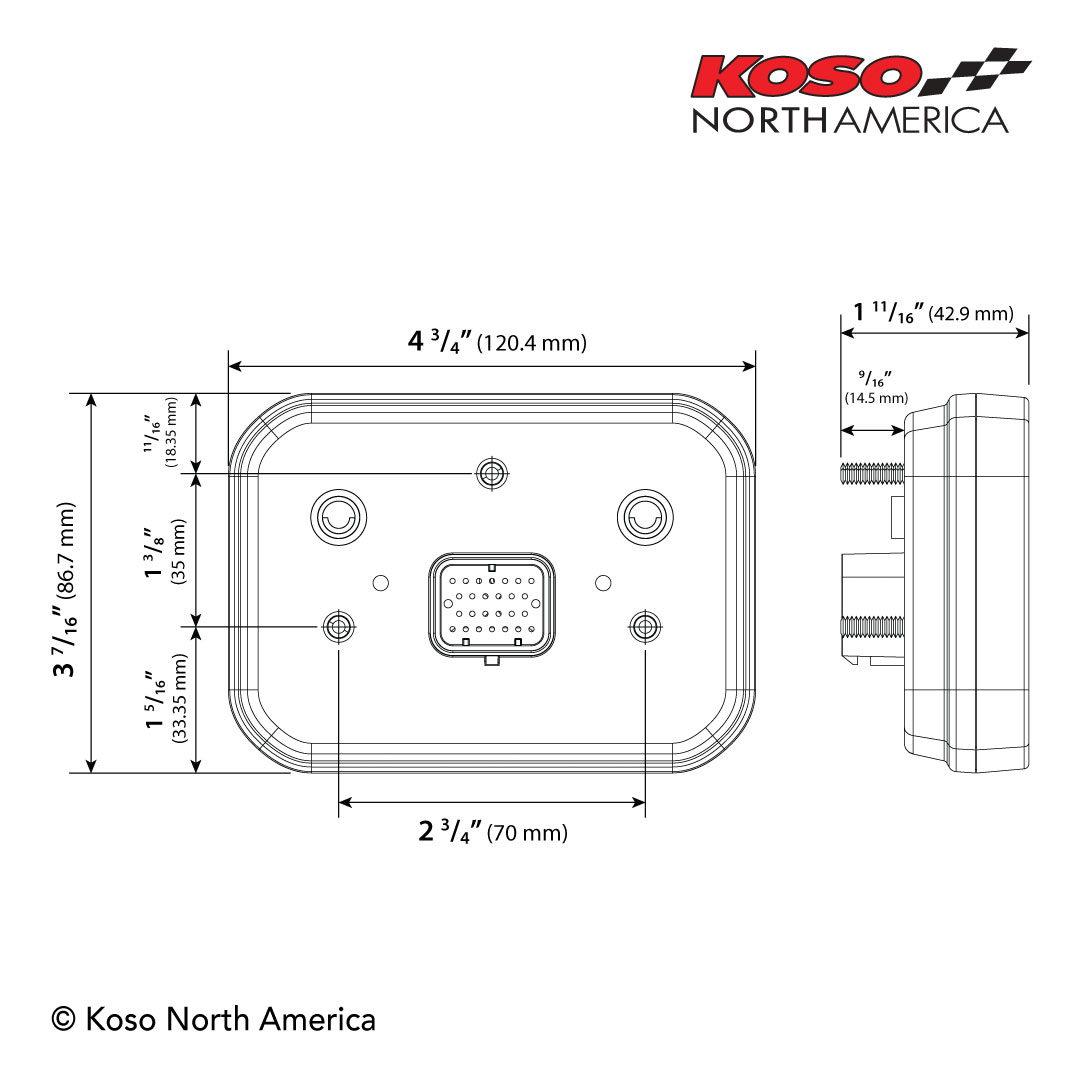 KOSO Rx 3s TFT Multifunction Meter with Vehicle Compatibility for Motorcycles and ATVs