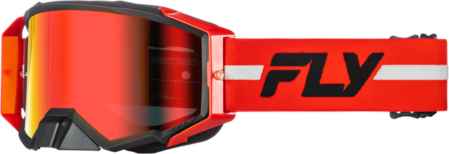 FLY Racing Zone Pro Goggle Red/Black/Grey with Red Mirror/Smoke Lens – Universal Fit for ATV, Motocross, Off-Road Vehicles