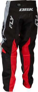 Fly Racing Youth Kinetic DBK Pants for Motocross – Grey/Black/Red, Size 24 – Durable and Comfortable Motorcycle Pants with Mesh Liner and Adjustable Fit