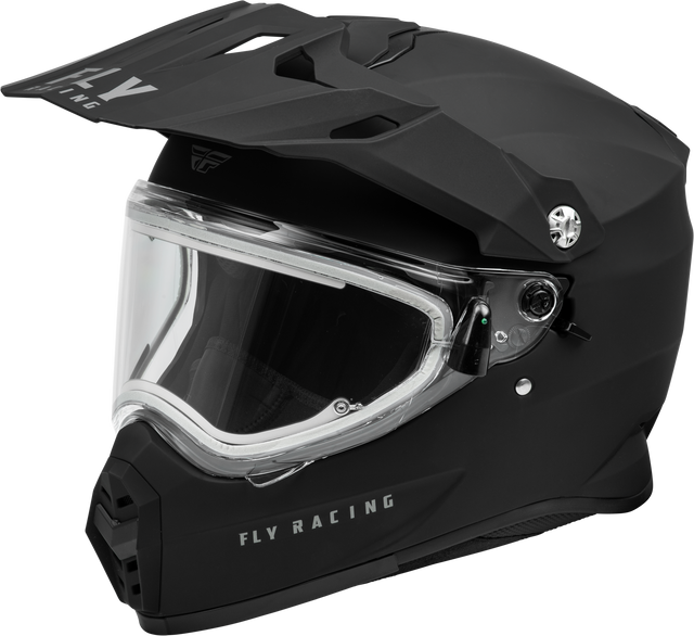 Fly Racing Trekker CW Solid Helmet with Electric Shield - Matte Black, Medium (Part #73-31366M)